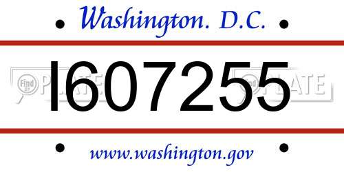 I607255 District Of Columbia License Plate