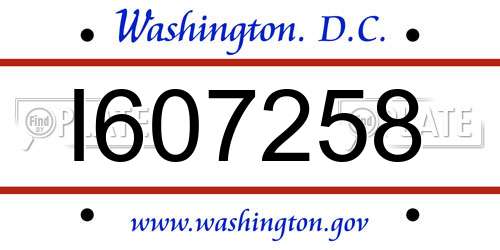 I607258 District Of Columbia License Plate