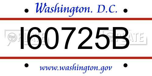 I60725B District Of Columbia License Plate