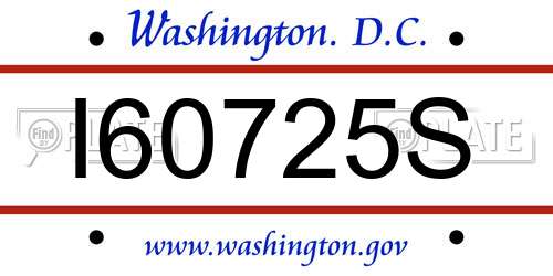 I60725S District Of Columbia License Plate