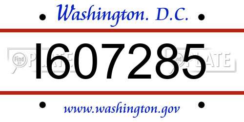 I607285 District Of Columbia License Plate