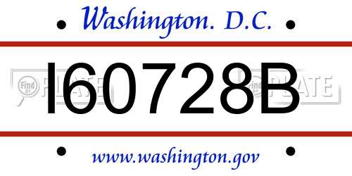 I60728B District Of Columbia License Plate