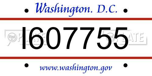 I607755 District Of Columbia License Plate