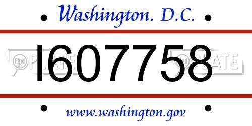 I607758 District Of Columbia License Plate