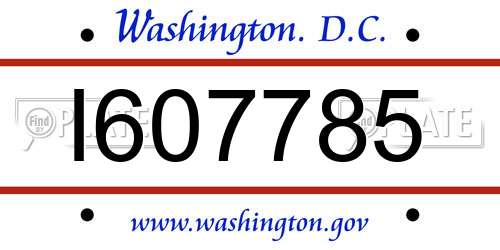 I607785 District Of Columbia License Plate
