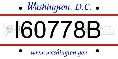 I60778B District Of Columbia License Plate