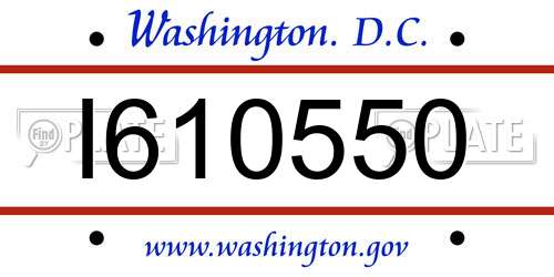 I610550 District Of Columbia License Plate