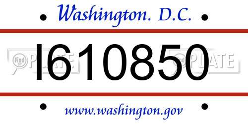 I610850 District Of Columbia License Plate