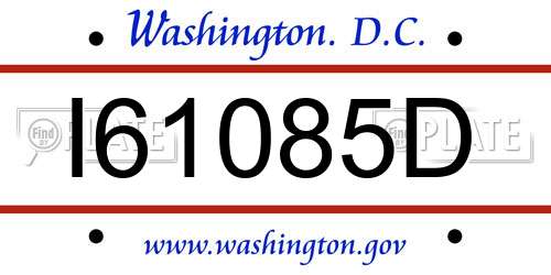 I61085D District Of Columbia License Plate