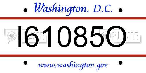 I61085O District Of Columbia License Plate