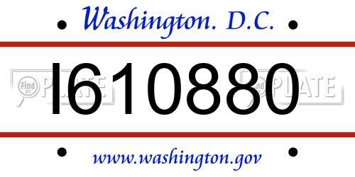 I610880 District Of Columbia License Plate