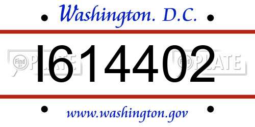 I614402 District Of Columbia License Plate