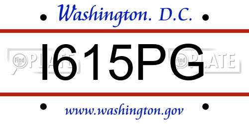 I615PG District Of Columbia License Plate