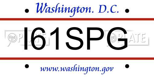 I61SPG District Of Columbia License Plate