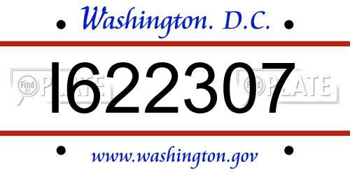 I622307 District Of Columbia License Plate