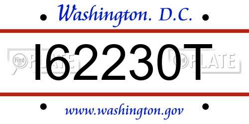 I62230T District Of Columbia License Plate