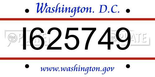 I625749 District Of Columbia License Plate
