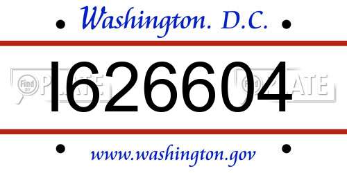 I626604 District Of Columbia License Plate