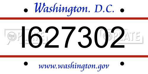 I627302 District Of Columbia License Plate