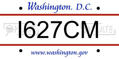 I627CM District Of Columbia License Plate