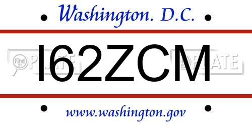 I62ZCM District Of Columbia License Plate