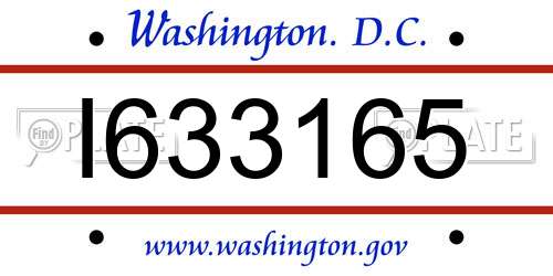 I633165 District Of Columbia License Plate