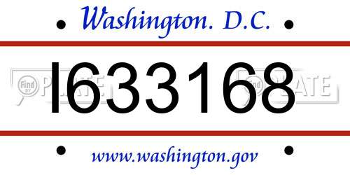 I633168 District Of Columbia License Plate