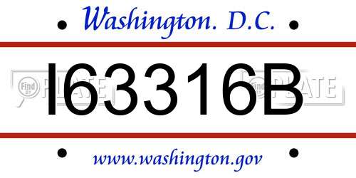 I63316B District Of Columbia License Plate