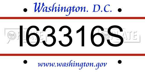 I63316S District Of Columbia License Plate