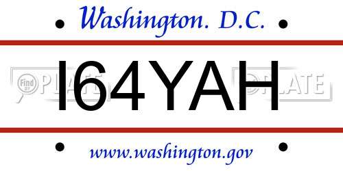 I64YAH District Of Columbia License Plate