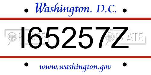 I65257Z District Of Columbia License Plate