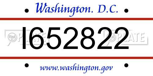 I652822 District Of Columbia License Plate