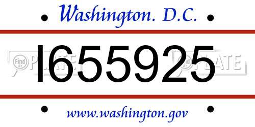 I655925 District Of Columbia License Plate