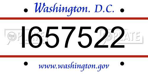 I657522 District Of Columbia License Plate