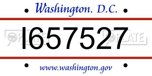 I657527 District Of Columbia License Plate