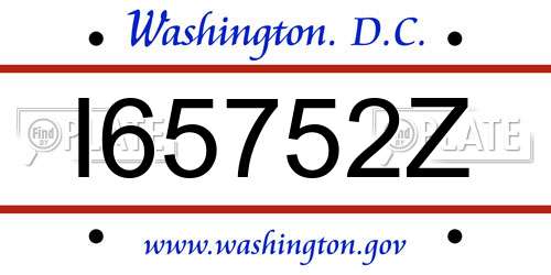 I65752Z District Of Columbia License Plate