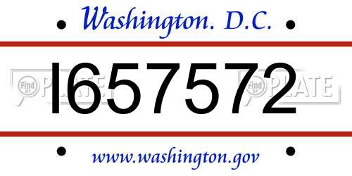 I657572 District Of Columbia License Plate