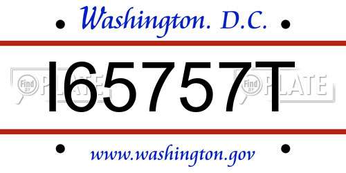 I65757T District Of Columbia License Plate