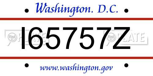 I65757Z District Of Columbia License Plate