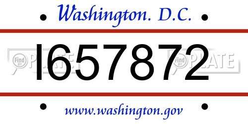 I657872 District Of Columbia License Plate