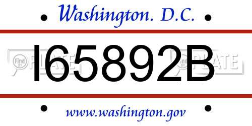 I65892B District Of Columbia License Plate