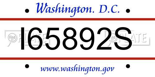 I65892S District Of Columbia License Plate