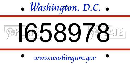 I658978 District Of Columbia License Plate