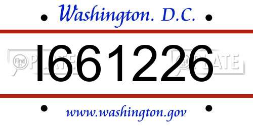I661226 District Of Columbia License Plate