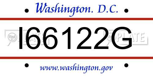 I66122G District Of Columbia License Plate