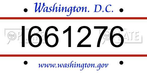 I661276 District Of Columbia License Plate
