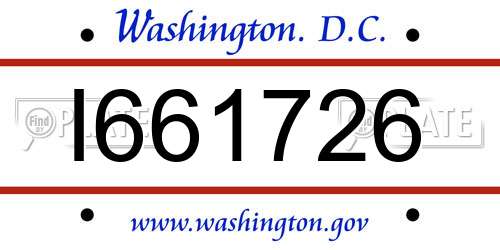 I661726 District Of Columbia License Plate