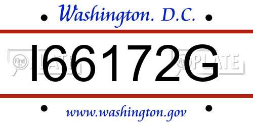 I66172G District Of Columbia License Plate