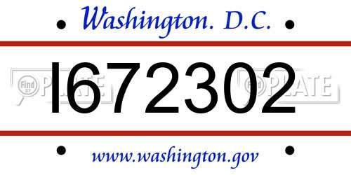 I672302 District Of Columbia License Plate