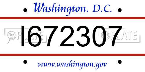 I672307 District Of Columbia License Plate